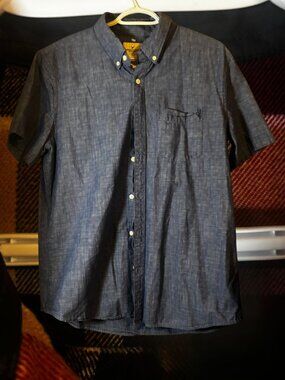 American Eagle Outfitters Navy Chambray Button-Up Shirt